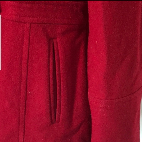 Michael Kors Double Breasted Wool Blend Red Peacoat Size XL - Picture 7 of 9